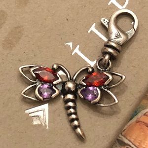 Rare Silpada Sterling Silver and Cubic Zirconia Dainty Dragonfly Charm C2600